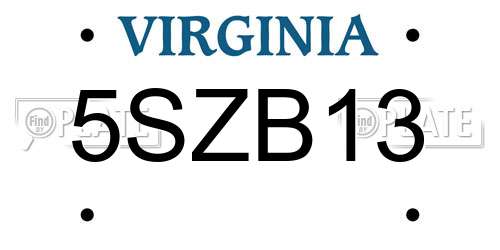 5SZB13 Virginia License Plate