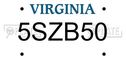 5SZB50 Virginia License Plate