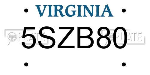 5SZB80 Virginia License Plate