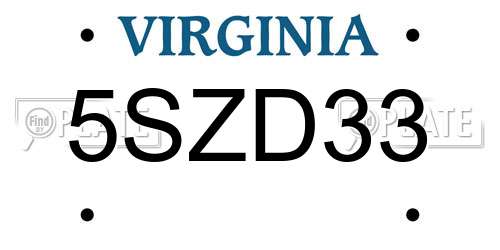 5SZD33 Virginia License Plate
