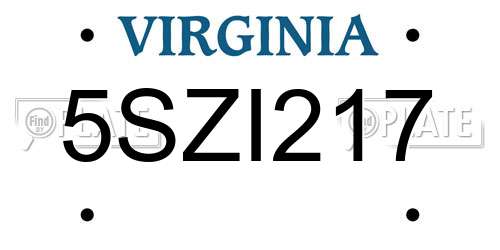 5SZI217 Virginia License Plate