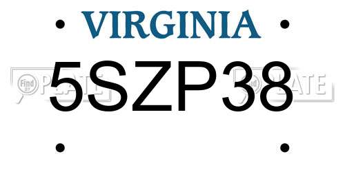5SZP38 Virginia License Plate