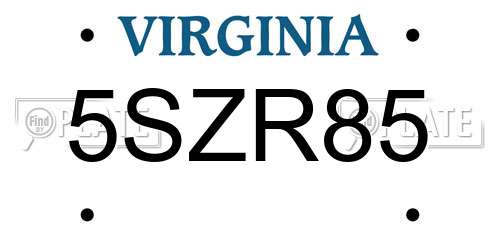 5SZR85 Virginia License Plate