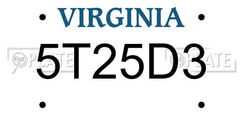 5T25D3 Virginia License Plate