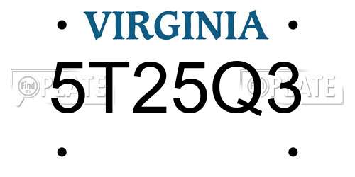 5T25Q3 Virginia License Plate