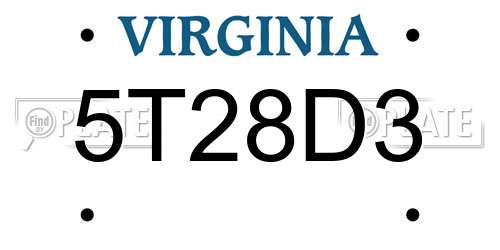 5T28D3 Virginia License Plate