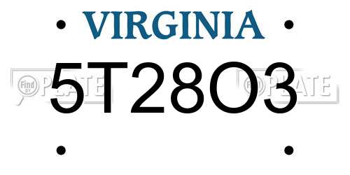 5T28O3 Virginia License Plate