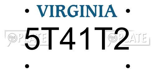 5T41T2 Virginia License Plate