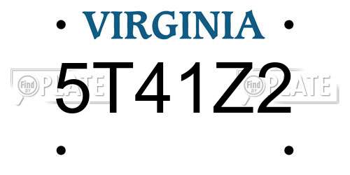 5T41Z2 Virginia License Plate