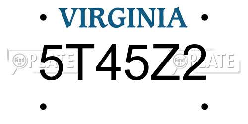 5T45Z2 Virginia License Plate