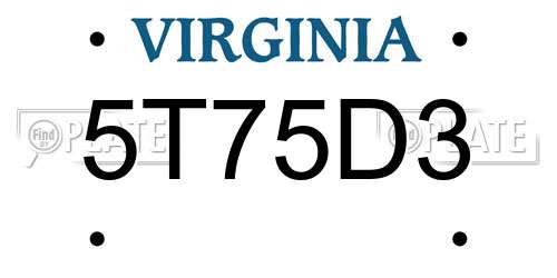 5T75D3 Virginia License Plate