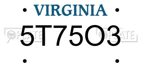 5T75O3 Virginia License Plate