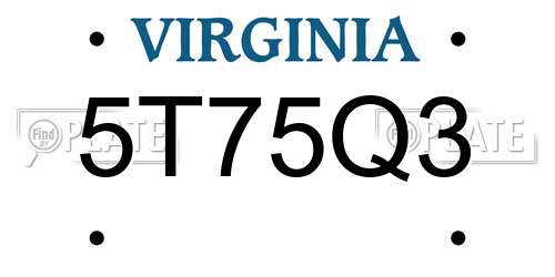 5T75Q3 Virginia License Plate