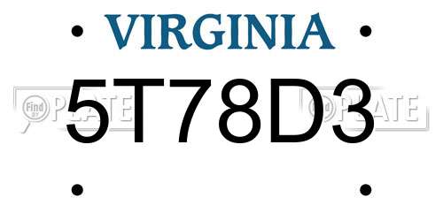 5T78D3 Virginia License Plate