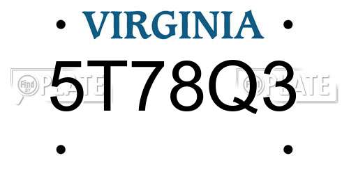 5T78Q3 Virginia License Plate
