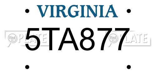 5TA877 Virginia License Plate