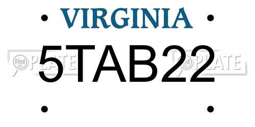 5TAB22 Virginia License Plate