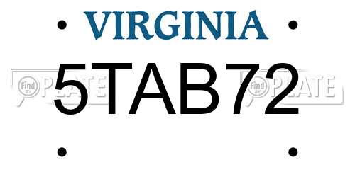 5TAB72 Virginia License Plate