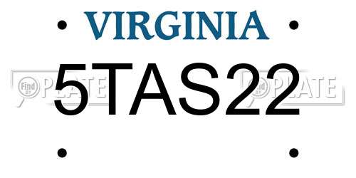 5TAS22 Virginia License Plate