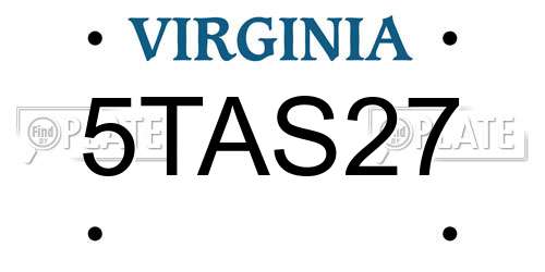 5TAS27 Virginia License Plate