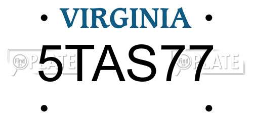 5TAS77 Virginia License Plate