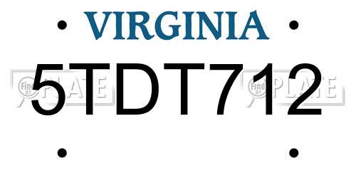 5TDT712 Virginia License Plate