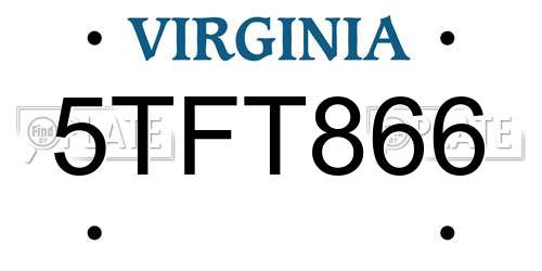 5TFT866 Virginia License Plate