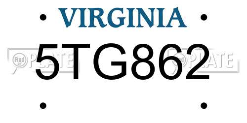 5TG862 Virginia License Plate