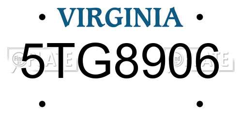 5TG8906 Virginia License Plate
