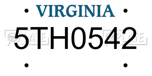 5TH0542 Virginia License Plate