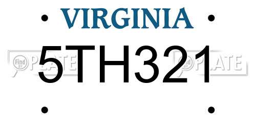 5TH321 Virginia License Plate