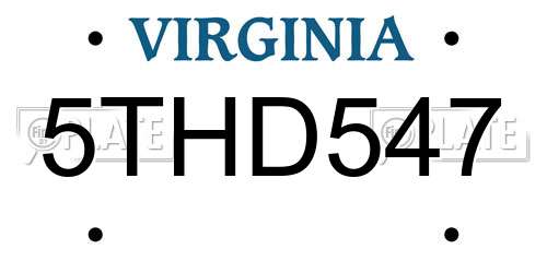 5THD547 Virginia License Plate