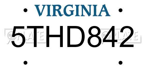 5THD842 Virginia License Plate
