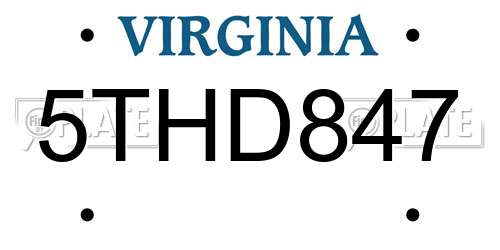 5THD847 Virginia License Plate