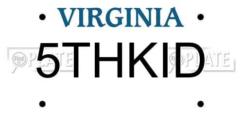 5THKID Virginia License Plate