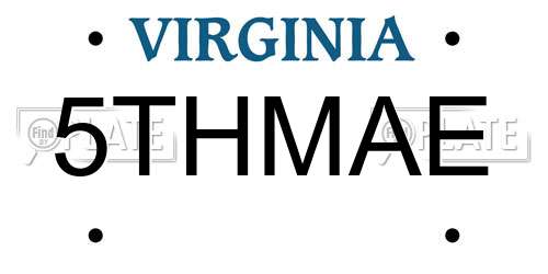 5THMAE Virginia License Plate