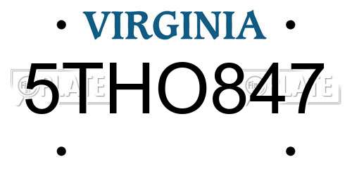 5THO847 Virginia License Plate