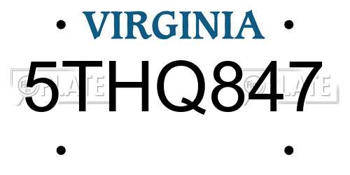 5THQ847 Virginia License Plate