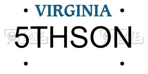 5THSON Virginia License Plate