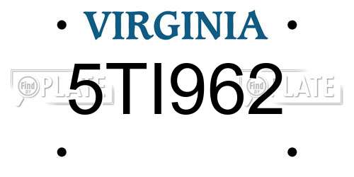5TI962 Virginia License Plate