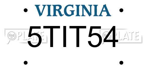 5TIT54 Virginia License Plate