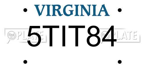 5TIT84 Virginia License Plate