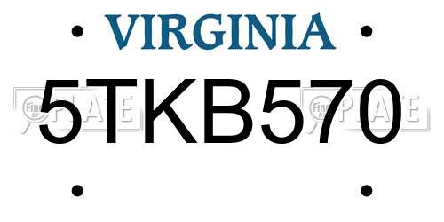 5TKB570 Virginia License Plate