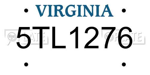 5TL1276 Virginia License Plate
