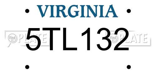 5TL132 Virginia License Plate