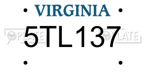 5TL137 Virginia License Plate