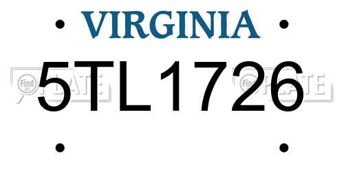 5TL1726 Virginia License Plate