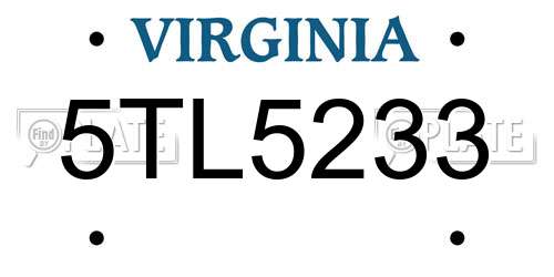5TL5233 Virginia License Plate