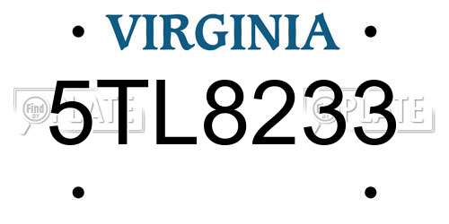 5TL8233 Virginia License Plate