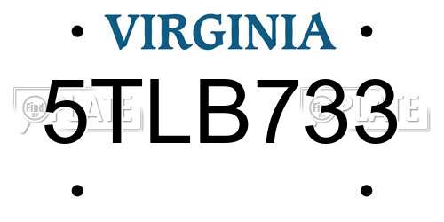 5TLB733 Virginia License Plate